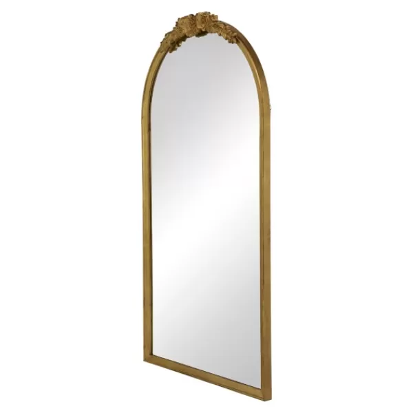 Decorative Mirrors-Kirkland's Home Gold Floral Top Arch Frame Floor Mirror, 27X52 In.