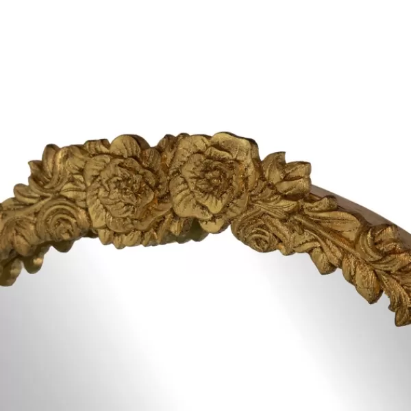 Decorative Mirrors-Kirkland's Home Gold Floral Top Arch Frame Floor Mirror, 27X52 In.