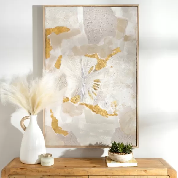 Framed Art-Kirkland's Home Gold Foil Patches Framed Art Print White/Gray/Gold