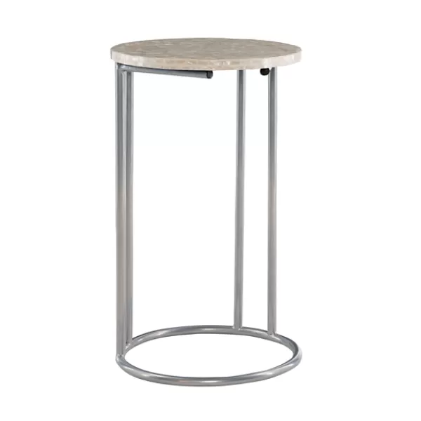 Accent & End Tables-Kirkland's Home Gold Geometric Mosaic Capiz And Metal C-Table