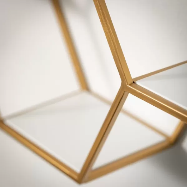 Shelves-Kirkland's Home Gold Hexagonal Metal Frame White Wall Shelf