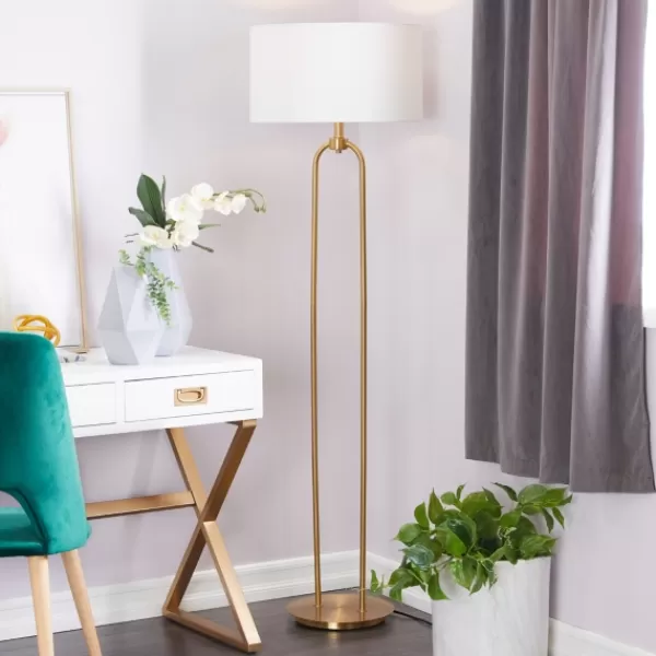 Floor Lamps-Kirkland's Home Gold Iron Arch Base Floor Lamp White