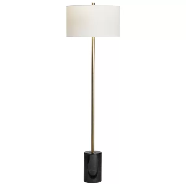 Floor Lamps-Kirkland's Home Gold Metal And Black Marble Base Floor Lamp White