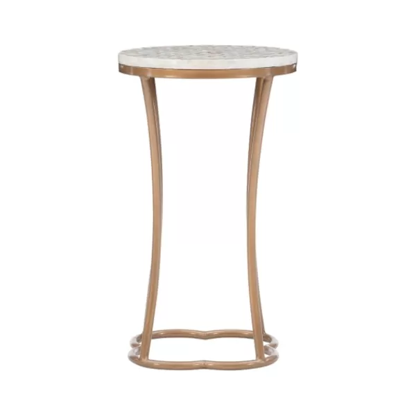 Accent & End Tables-Kirkland's Home Gold Metal And Capiz Shell Top Accent Table