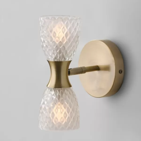 Sconces-Kirkland's Home Gold Metal And Dual Glass Shade Sconce