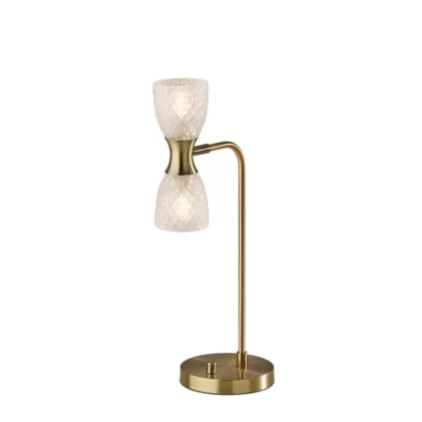 Table Lamps-Kirkland's Home Gold Metal And Dual Glass Shade Table Lamp White