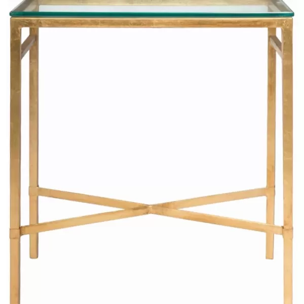 Accent & End Tables-Kirkland's Home Gold Metal And Glass Side Table Gold/Clear