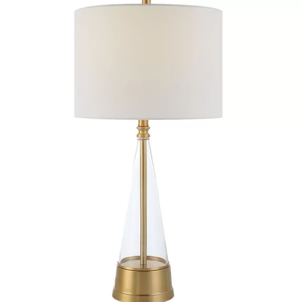 Table Lamps-Kirkland's Home Gold Metal Cone Base Table Lamp White