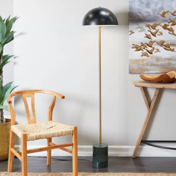 Floor Lamps-Kirkland's Home Gold Metal Dome Shade Floor Lamp Black