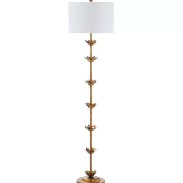 Floor Lamps-Kirkland's Home Gold Metal Floral Petals Floor Lamp White