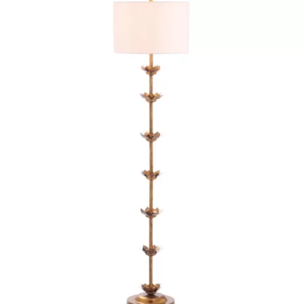 Floor Lamps-Kirkland's Home Gold Metal Floral Petals Floor Lamp White