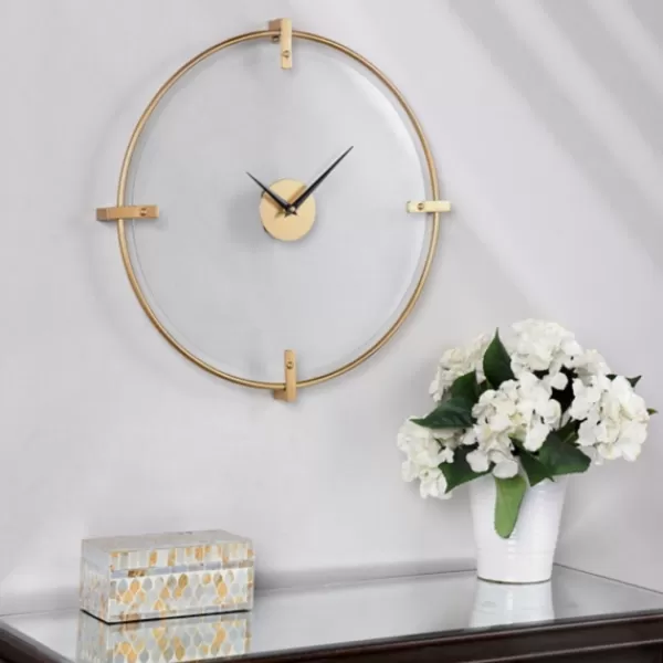 Clocks-Kirkland's Home Gold Metal Frame Glass Face Wall Clock