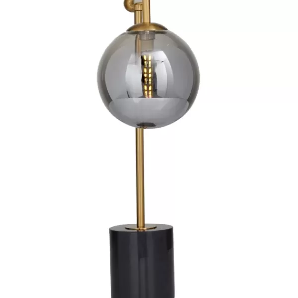 Table Lamps-Kirkland's Home Gold Metal Smoked Glass Shade Table Lamp Gray