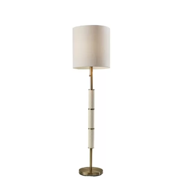 Floor Lamps-Kirkland's Home Gold Metal Trellis Accented Floor Lamp Gold/Ivory