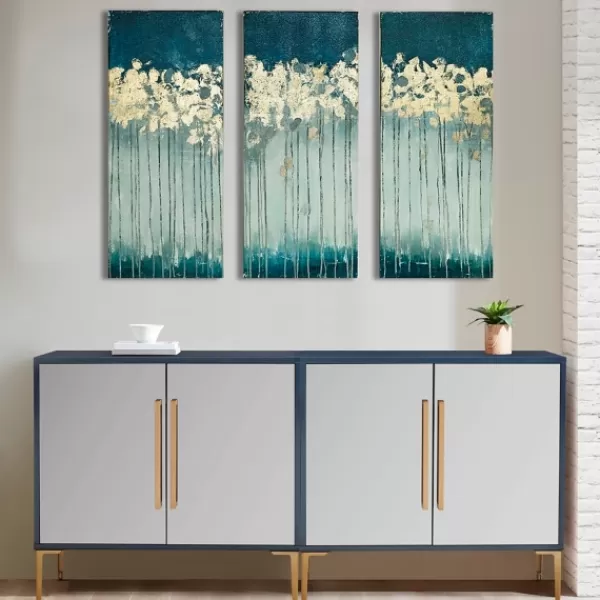 Canvas Art-Kirkland's Home Gold Midnight Forest Canvas Art Prints, Set Of 3 Blue/Gold