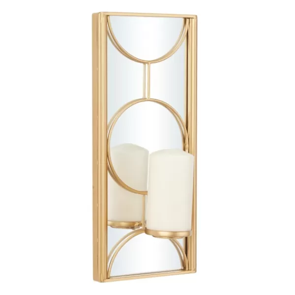 Sconces-Kirkland's Home Gold Mirrored Geometric Sconce