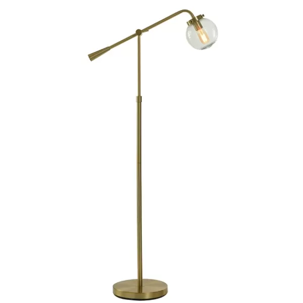 Floor Lamps-Kirkland's Home Gold Ribbed Glass Task Floor Lamp Clear