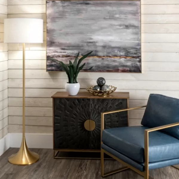Floor Lamps-Kirkland's Home Gold Sleek Modern Floor Lamp White