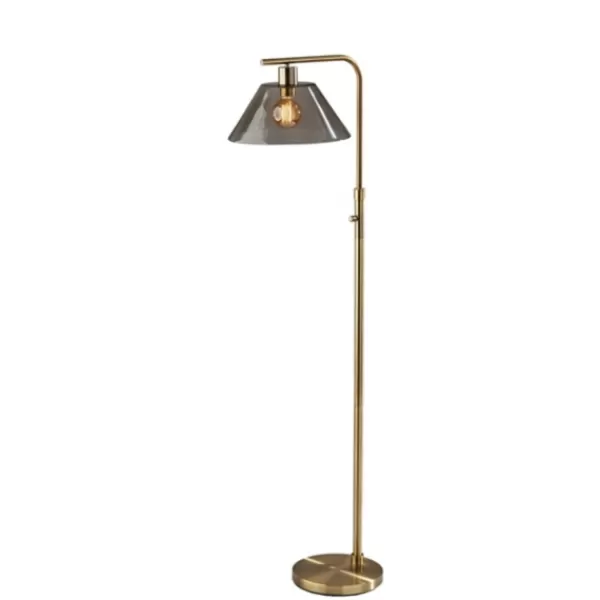 Floor Lamps-Kirkland's Home Gold Smoked Glass Floor Lamp Gray