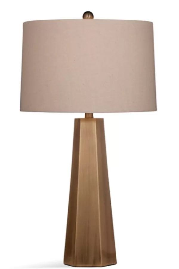 Table Lamps-Kirkland's Home Gold Tapered Hexagon Table Lamp Tan