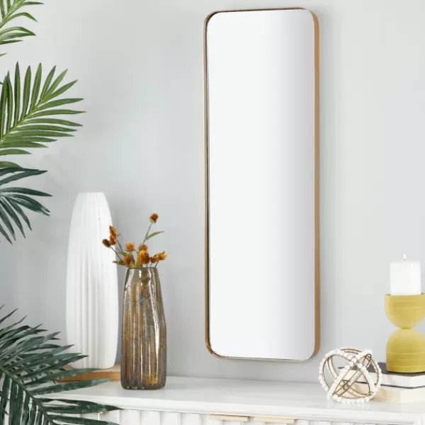 Decorative Mirrors-Kirkland's Home Gold Thin Iron Frame Curved Corner Mirror