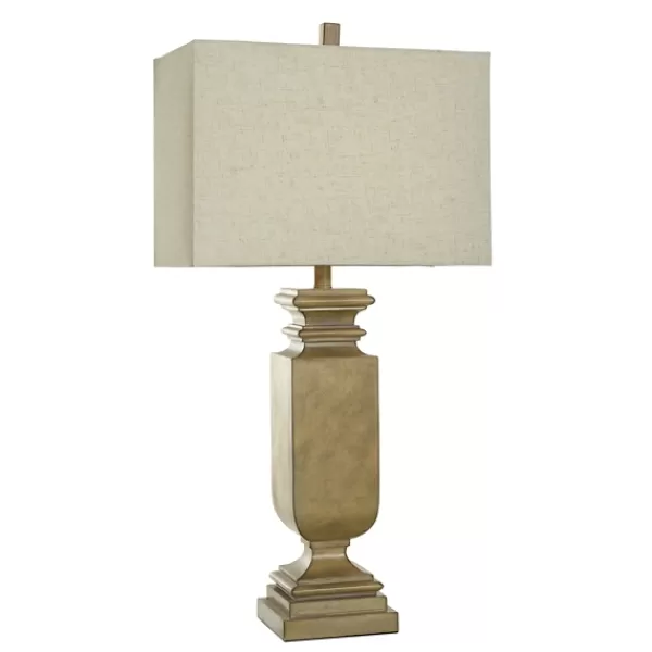 Table Lamps-Kirkland's Home Gold Traditional Rectangular Table Lamp Gold/Tan