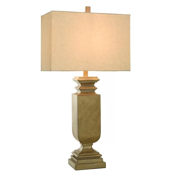 Table Lamps-Kirkland's Home Gold Traditional Rectangular Table Lamp Gold/Tan