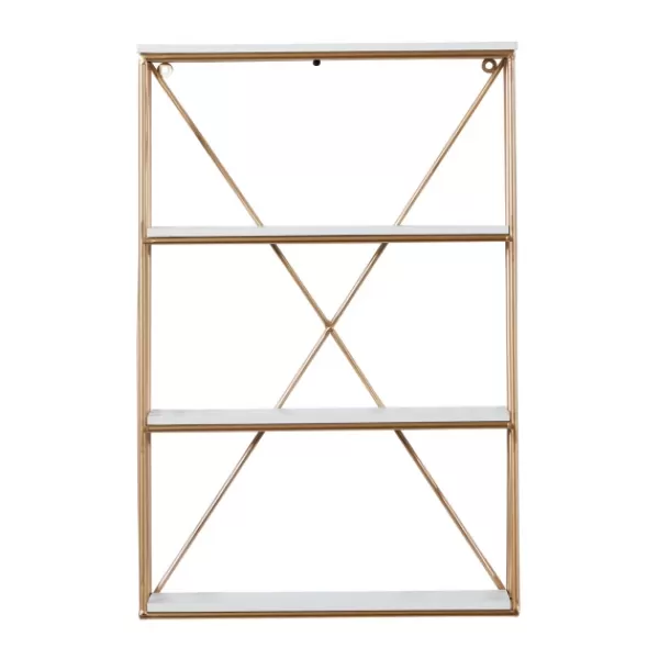 Shelves-Kirkland's Home Gold X-Frame Daisy White Wood Wall Shelf