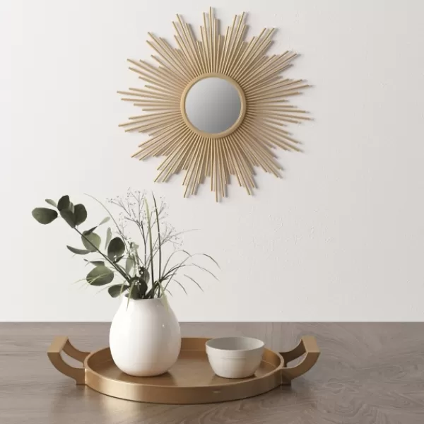 Decorative Mirrors-Kirkland's Home Golden Sunburst Small Decorative Wall Mirror