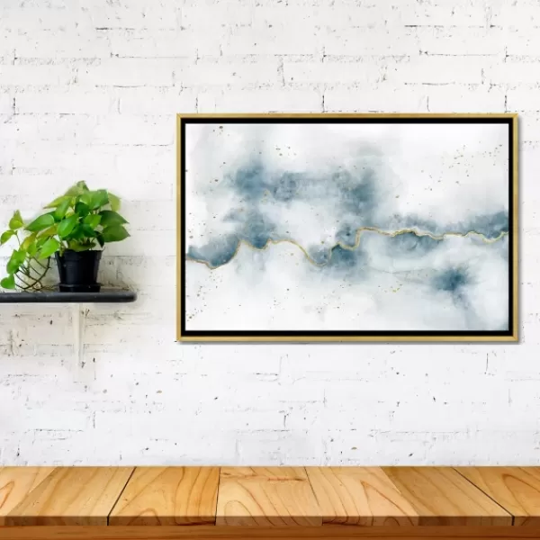 Framed Art-Kirkland's Home Golden Thread Abstract Canvas Framed Art White/Gray/Gold