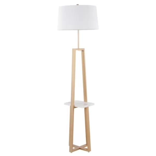 Floor Lamps-Kirkland's Home Golden Triangle Marble Shelf Floor Lamp White