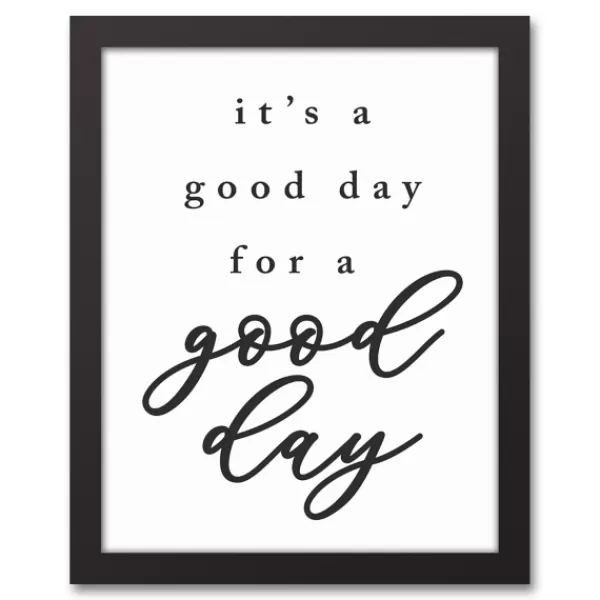 Wall Quotes & Signs-Kirkland's Home Good Day For A Good Day Framed Canvas Wall Plaque White/Black