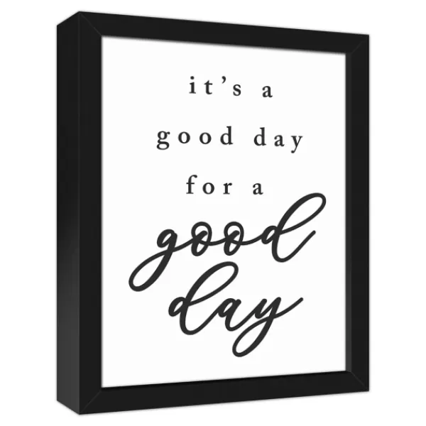 Wall Quotes & Signs-Kirkland's Home Good Day For A Good Day Framed Canvas Wall Plaque White/Black