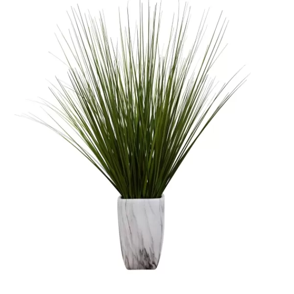 Arrangements & Greenery-Kirkland's Home Grass Arrangement In White Marble Pot Green