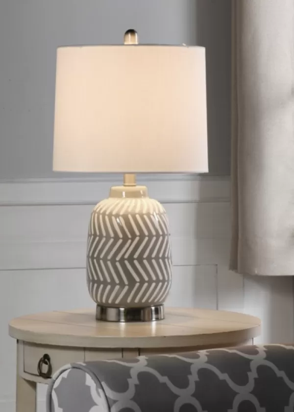 Table Lamps-Kirkland's Home Gray And Etched Table Lamp White