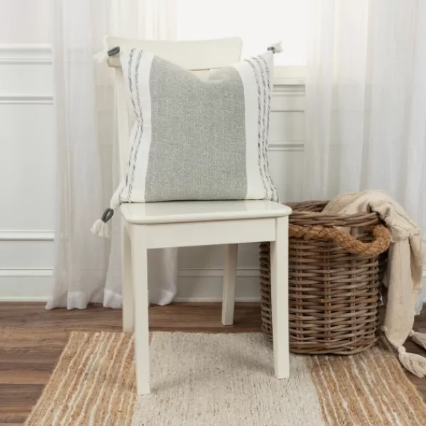 Pillows-Kirkland's Home Gray And Ivory Color Block Pillow Gray/Ivory