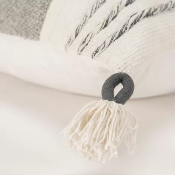 Pillows-Kirkland's Home Gray And Ivory Color Block Pillow Gray/Ivory