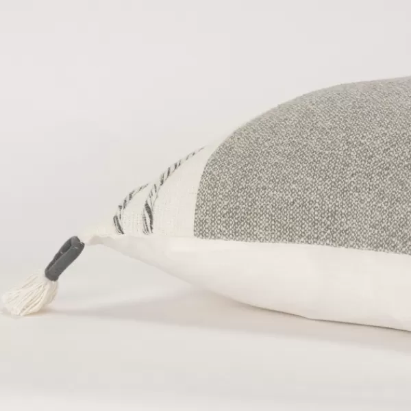 Pillows-Kirkland's Home Gray And Ivory Color Block Pillow Gray/Ivory