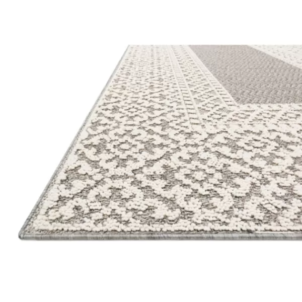 Outdoor Rugs-Kirkland's Home Gray And Ivory Lace Border Outdoor Area Rug, 6X9 Ivory/Gray