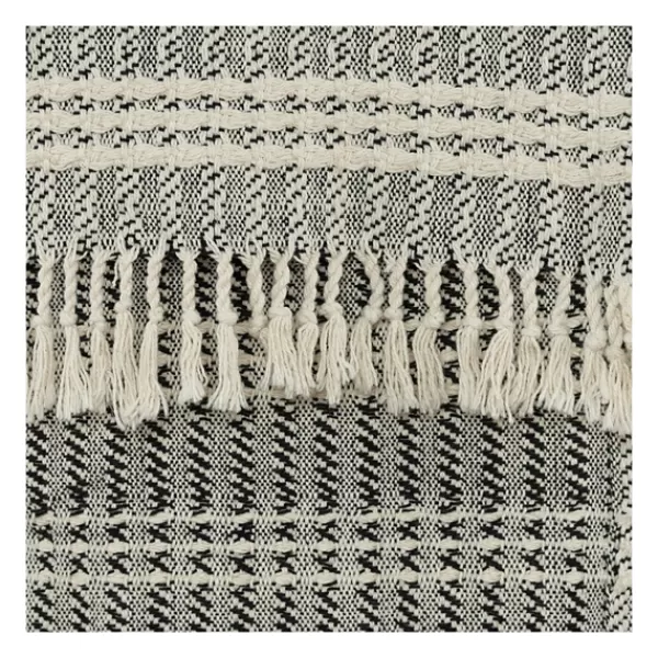 Blankets & Throws-Kirkland's Home Gray And Ivory Striped Cotton Throw Gray/Ivory