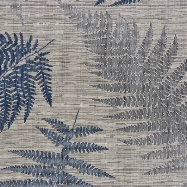 Outdoor Rugs-Kirkland's Home Gray And Navy Falling Ferns Outdoor Area Rug, 5X7 Gray/Blue