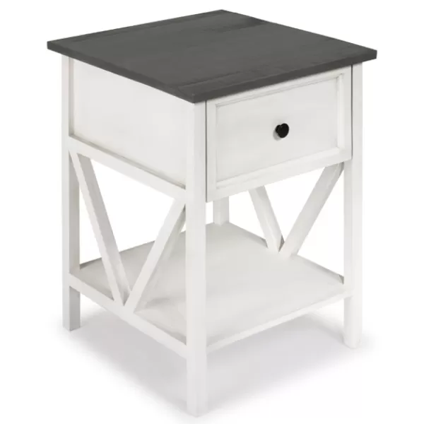 Accent & End Tables-Kirkland's Home Gray And Wash Reclaimed Wood Accent Table White