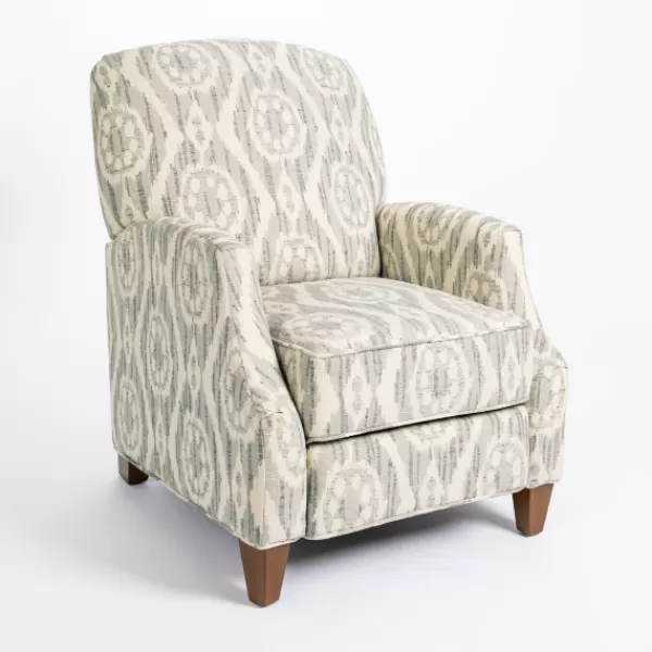 Accent Chairs-Kirkland's Home Gray And White Damask Upholstered Recliner Gray/White
