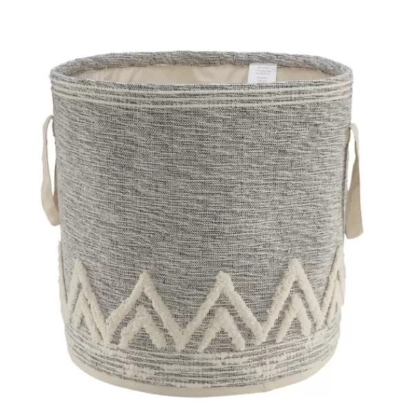 Baskets & Boxes-Kirkland's Home Gray And White Tuft Peaks Storage Basket White/Gray