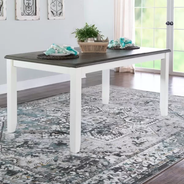 Dining Tables-Kirkland's Home Gray And White Two-Toned Wood Dining Table Gray/White