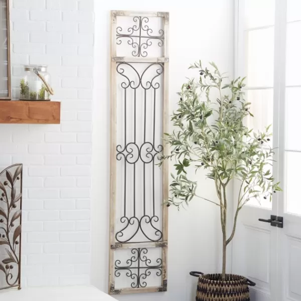 Wall Plaques-Kirkland's Home Gray Angelic Scrollwork Panel Wall Plaque Gray/Tan
