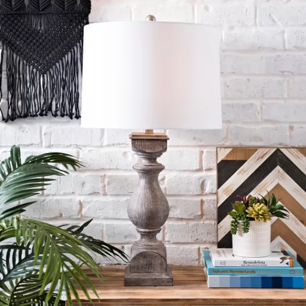 Table Lamps-Kirkland's Home Gray Balustrade Table Lamp White
