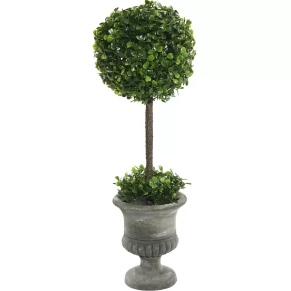 Trees & Topiaries-Kirkland's Home Gray Boxwood Pedestal Urn Topiary, 2 Ft.