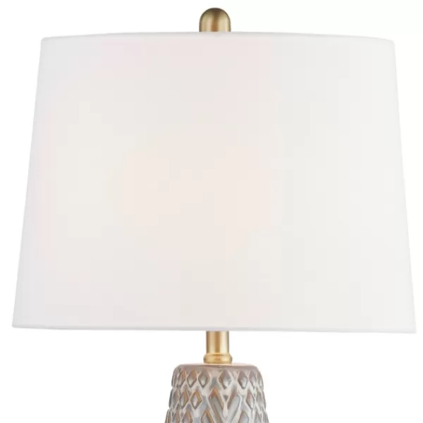 Table Lamps-Kirkland's Home Gray Ceramic 3D Pattern Table Lamp White