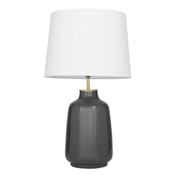 Table Lamps-Kirkland's Home Gray Ceramic Base Gold Accent Table Lamp White